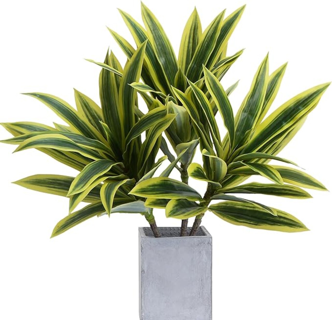 3-Piece Realistic Dracaena Artificial Plants - 25" Faux Agave Greenery Stems with Branches - UV Resistant Fake Tropical Plants for Vases, Indoor/Outdoor Home Decor & Garden Accents